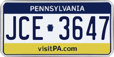 PA license plate JCE3647