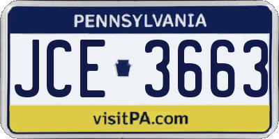 PA license plate JCE3663