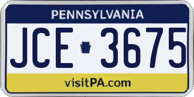 PA license plate JCE3675