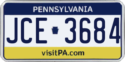 PA license plate JCE3684