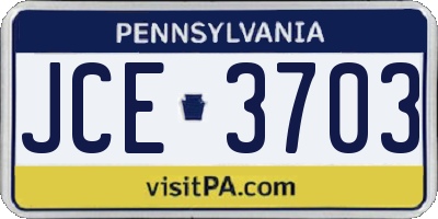 PA license plate JCE3703