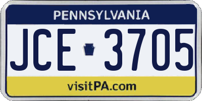 PA license plate JCE3705