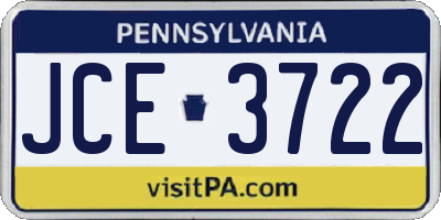 PA license plate JCE3722