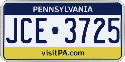 PA license plate JCE3725