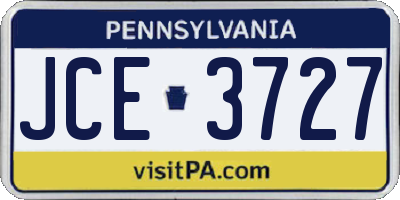 PA license plate JCE3727