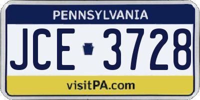 PA license plate JCE3728