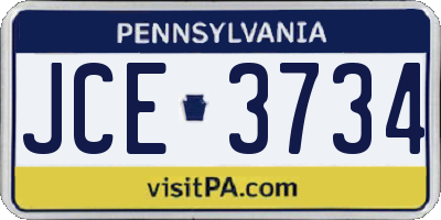 PA license plate JCE3734