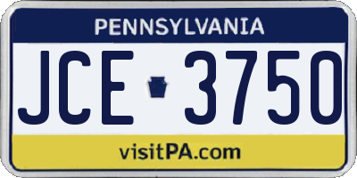 PA license plate JCE3750