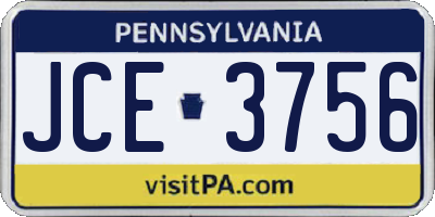 PA license plate JCE3756
