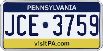 PA license plate JCE3759