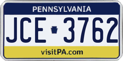 PA license plate JCE3762