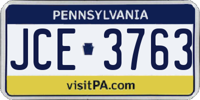 PA license plate JCE3763