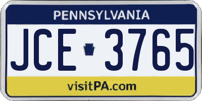 PA license plate JCE3765