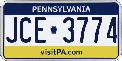 PA license plate JCE3774
