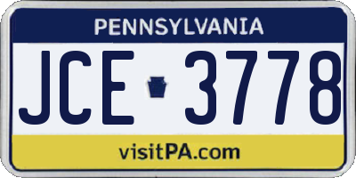 PA license plate JCE3778