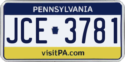 PA license plate JCE3781