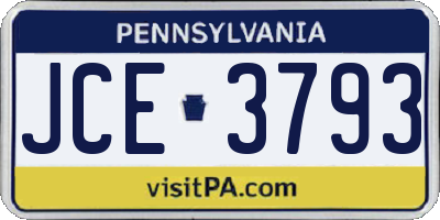 PA license plate JCE3793