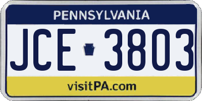 PA license plate JCE3803