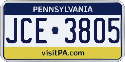 PA license plate JCE3805