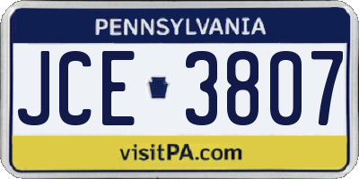 PA license plate JCE3807