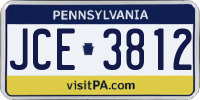 PA license plate JCE3812