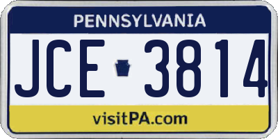PA license plate JCE3814