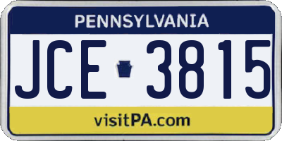 PA license plate JCE3815