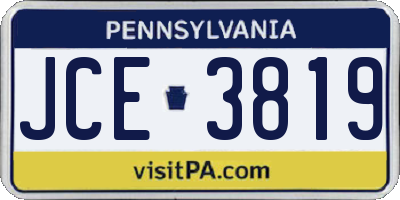 PA license plate JCE3819