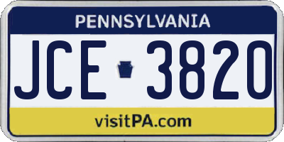 PA license plate JCE3820
