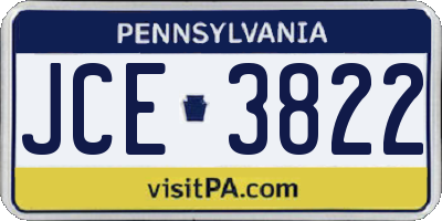 PA license plate JCE3822