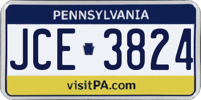 PA license plate JCE3824