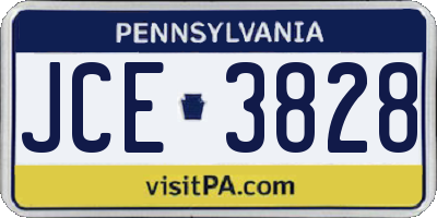 PA license plate JCE3828