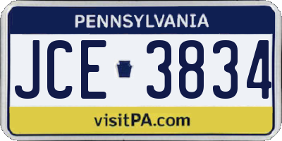 PA license plate JCE3834