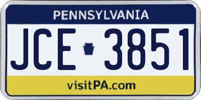 PA license plate JCE3851