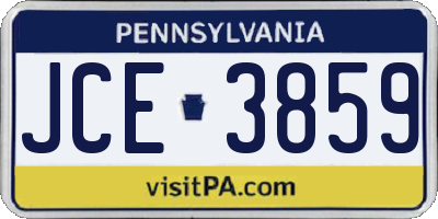 PA license plate JCE3859