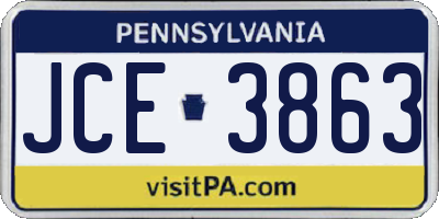 PA license plate JCE3863
