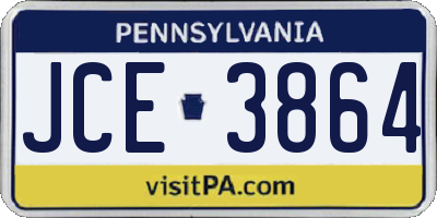 PA license plate JCE3864