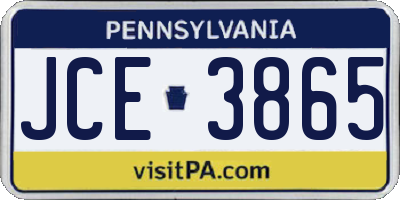 PA license plate JCE3865