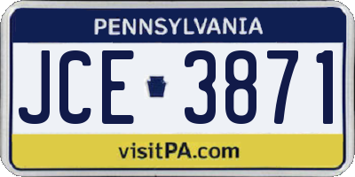 PA license plate JCE3871