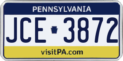 PA license plate JCE3872