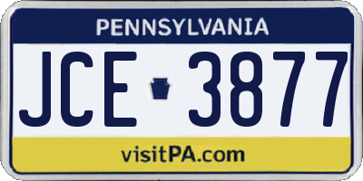 PA license plate JCE3877