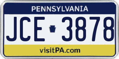 PA license plate JCE3878