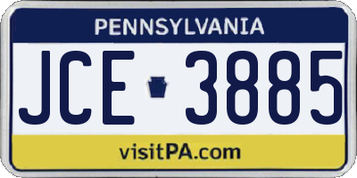 PA license plate JCE3885