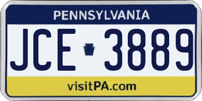PA license plate JCE3889
