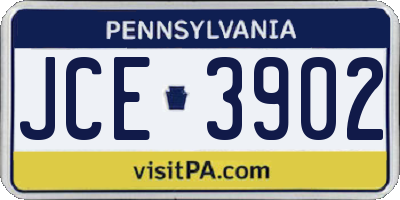 PA license plate JCE3902
