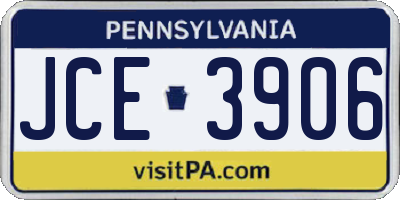 PA license plate JCE3906
