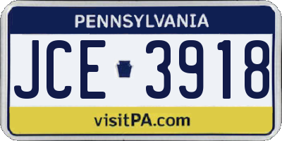 PA license plate JCE3918