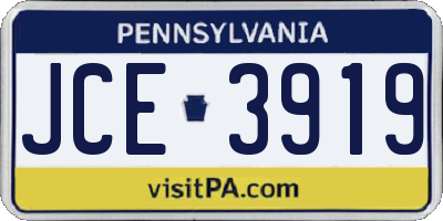 PA license plate JCE3919