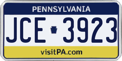PA license plate JCE3923