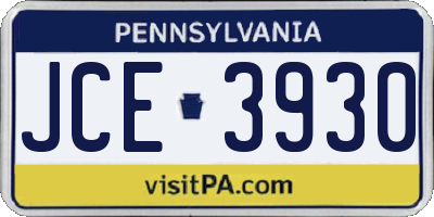 PA license plate JCE3930